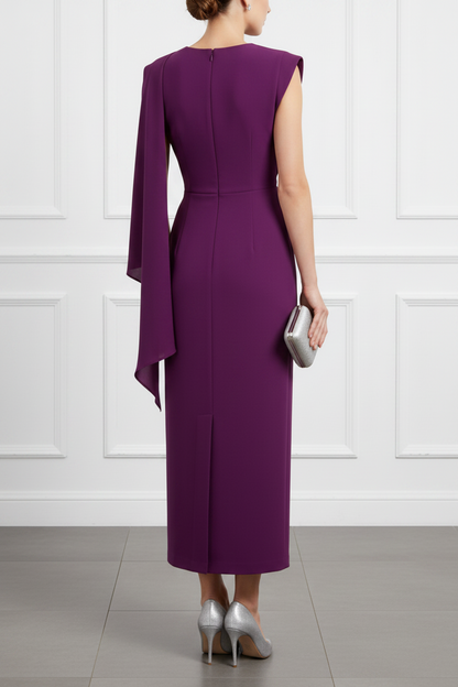 Purple Sleeveless Mermaid Ankle-Length Evening Dress