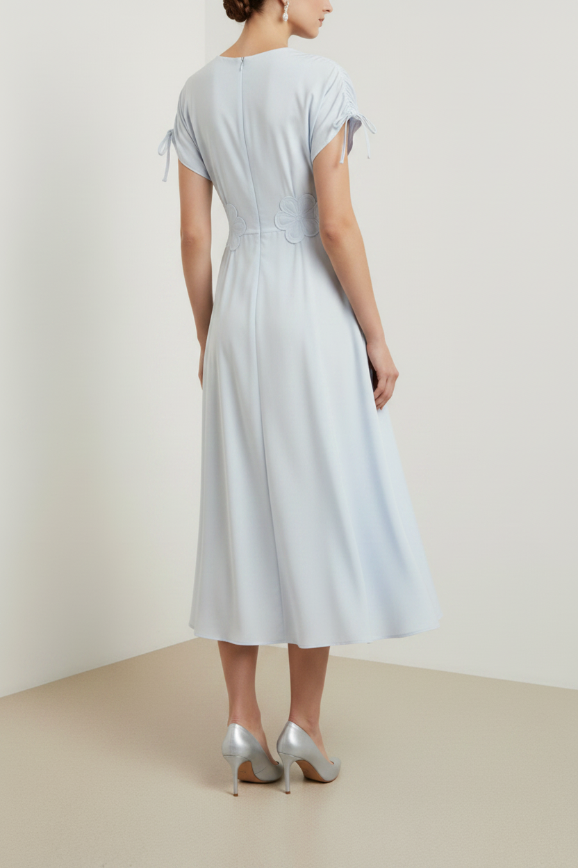 V-Neck Sleeveless A-Line Tea-Length Evening Dress