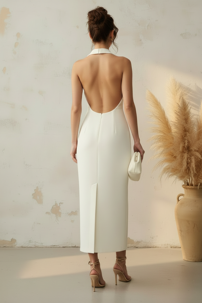 V-Neck Sleeveless Backless Button Mermaid Evening Dress