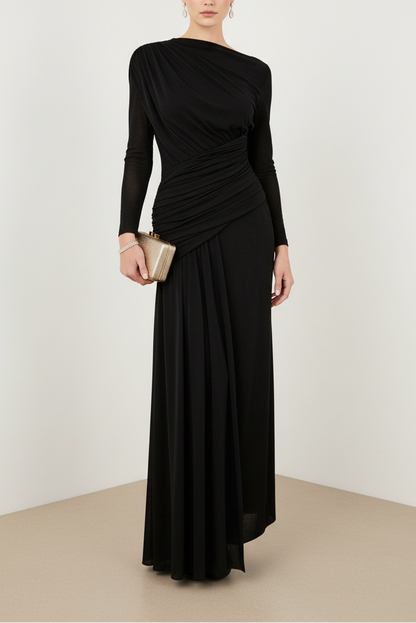 Black Long Sleeve Mermaid Evening Dress