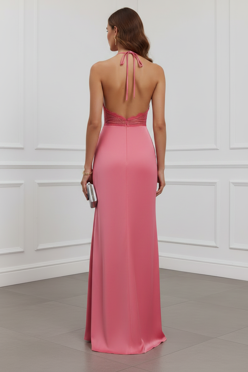 Sexy Halter Sleeveless Backless Mermaid Floor-Length Evening Dress