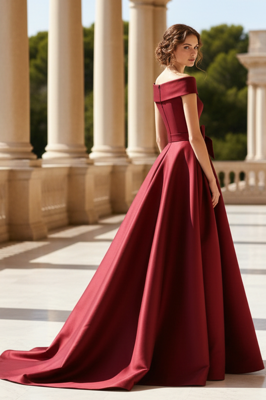 Elegant Off-The-Shoulder Overskirt Sweep Train Satin Mother Of The Bride Dresses With Lace