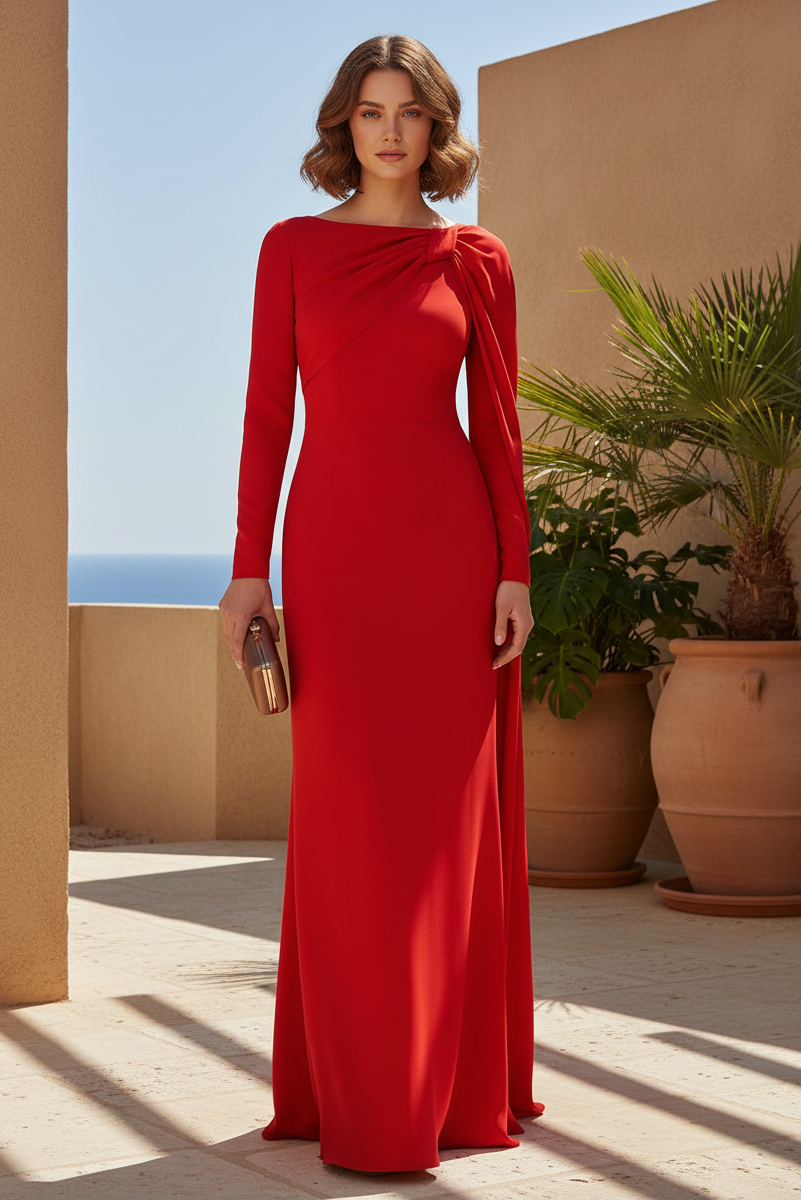Long Sleeve Shawl Floor-Length Mermaid Mother of the Bride Dress