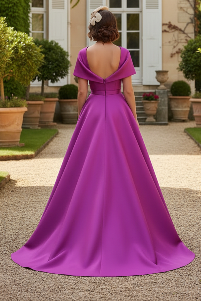 A-Line V-Neck Sleeveless Floor-Length Satin Mother Of The Bride Dresses