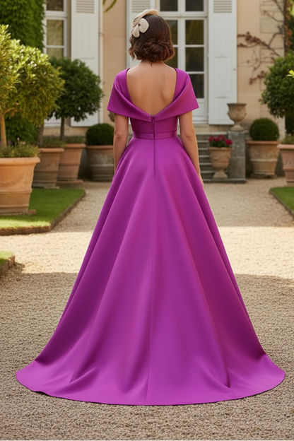 A-Line V-Neck Sleeveless Floor-Length Satin Mother Of The Bride Dresses