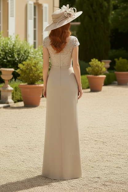 Scoop Neck Floor-Length Chiffon Mother Of The Bride Dress With Lace Ruffle