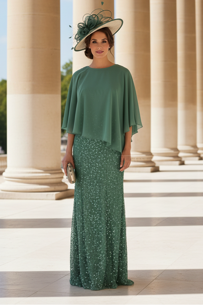 Elegant Floor-Length Chiffon/Sequined Mother Of The Bride Dresses With Beading