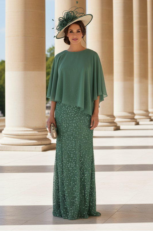 Elegant Floor-Length Chiffon/Sequined Mother Of The Bride Dresses With Beading