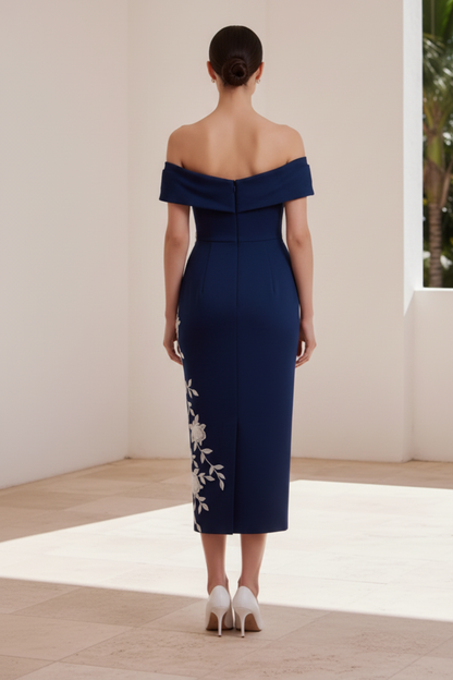 Off the Shoulder Sleeveless Applique Mermaid Ankle-Length Mother of the Bride Dress