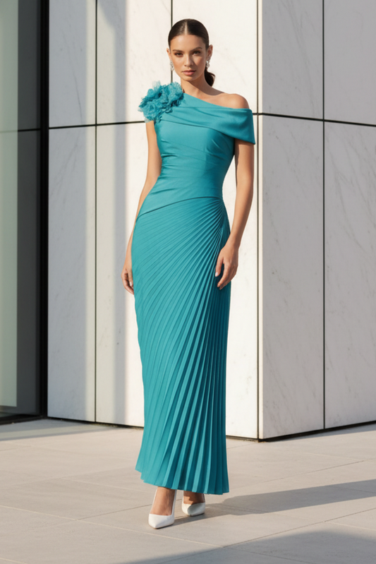 One Shoulder 3D Flowers Sleeveless Mermaid Mother of the Bride Dress
