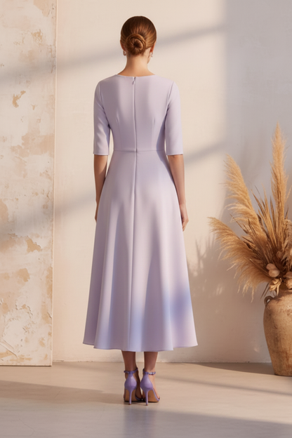 V-Neck Half Sleeve Flowers A-Line Ankle-Length Mother of the Bride Dress