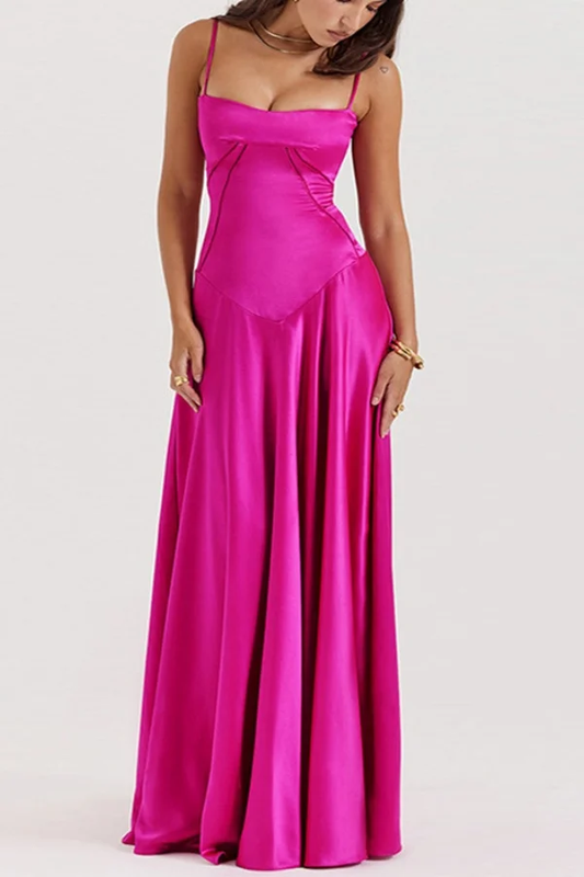 Spaghetti Strap Sleeveless Long Prom Dress With Pleated Ruffle