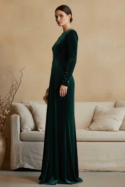 Green Long Sleeve Mermaid Floor-Length Mother of the Bride Dress