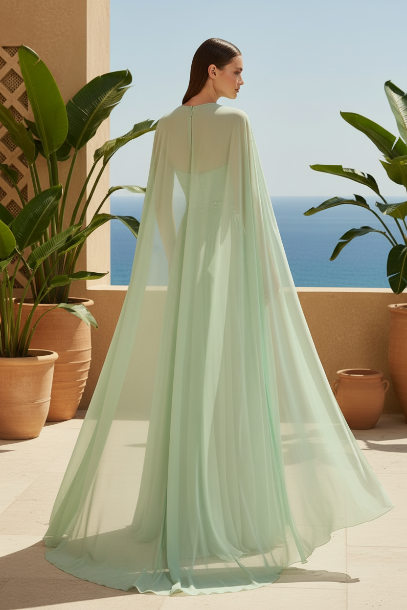 Chiffon Shawl Sleeveless A-Line Flooor-Length Mother of the Bride Dress