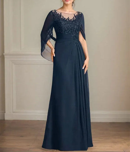 Scoop Floor-Length Mother of the Bride Dresses with Pleated Sequins