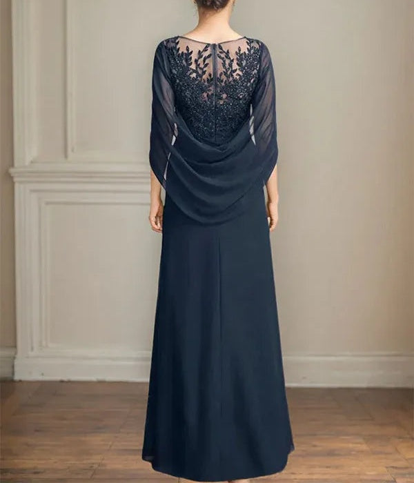 Scoop Floor-Length Mother of the Bride Dresses with Pleated Sequins