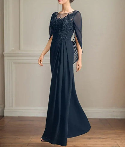 Scoop Floor-Length Mother of the Bride Dresses with Pleated Sequins