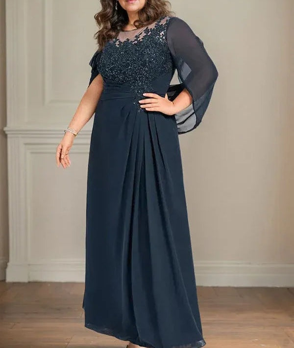 Scoop Floor-Length Mother of the Bride Dresses with Pleated Sequins
