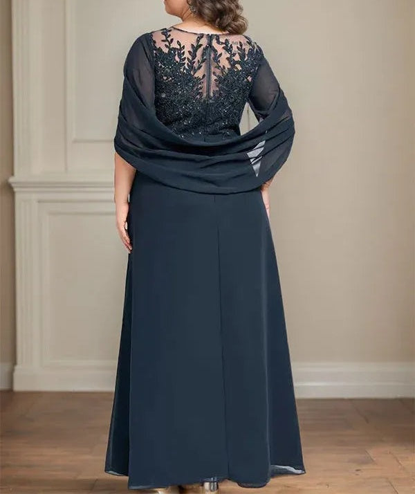 Scoop Floor-Length Mother of the Bride Dresses with Pleated Sequins