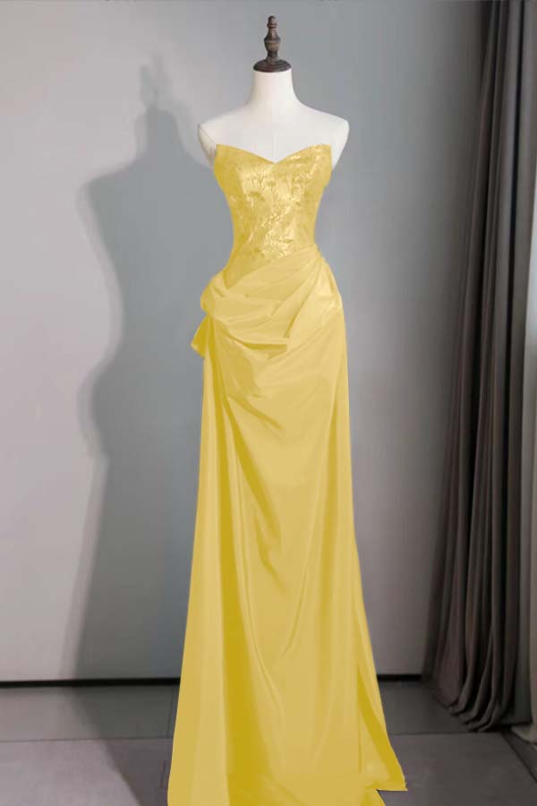 Spaghetti Strap Sleeveless Long Mermaid Prom Dress With Pleated