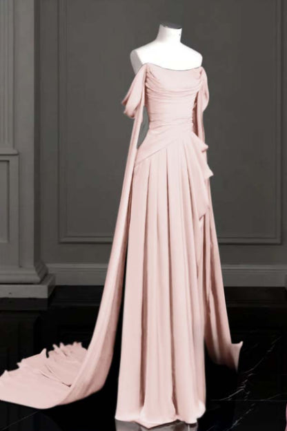 Off the Shoulder Strapless Sleeveless Long Prom Dress With Pleated