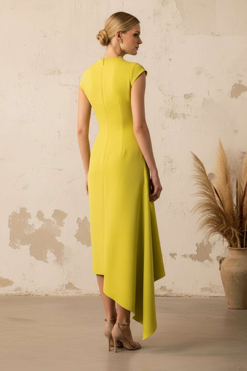 Sleeveless Mermaid Tea-Length Court Train Mother of the Bride Dress