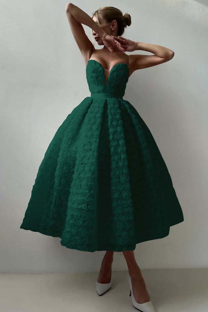 Strapless Sleeveless Long A Line Prom Dress With Appliques Belt