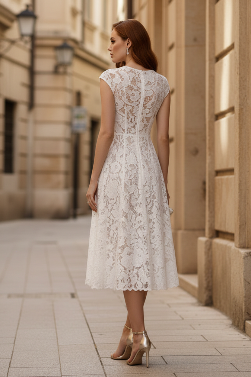 Fashion Lace V-Neck Sleeveless Sheer A-Line Evening Dress
