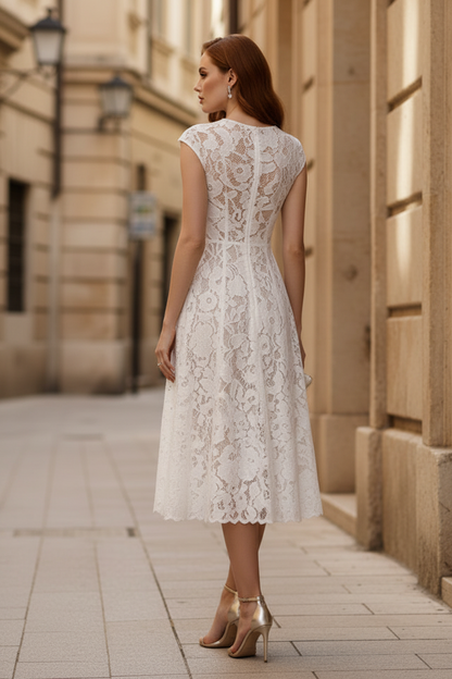 Fashion Lace V-Neck Sleeveless Sheer A-Line Evening Dress