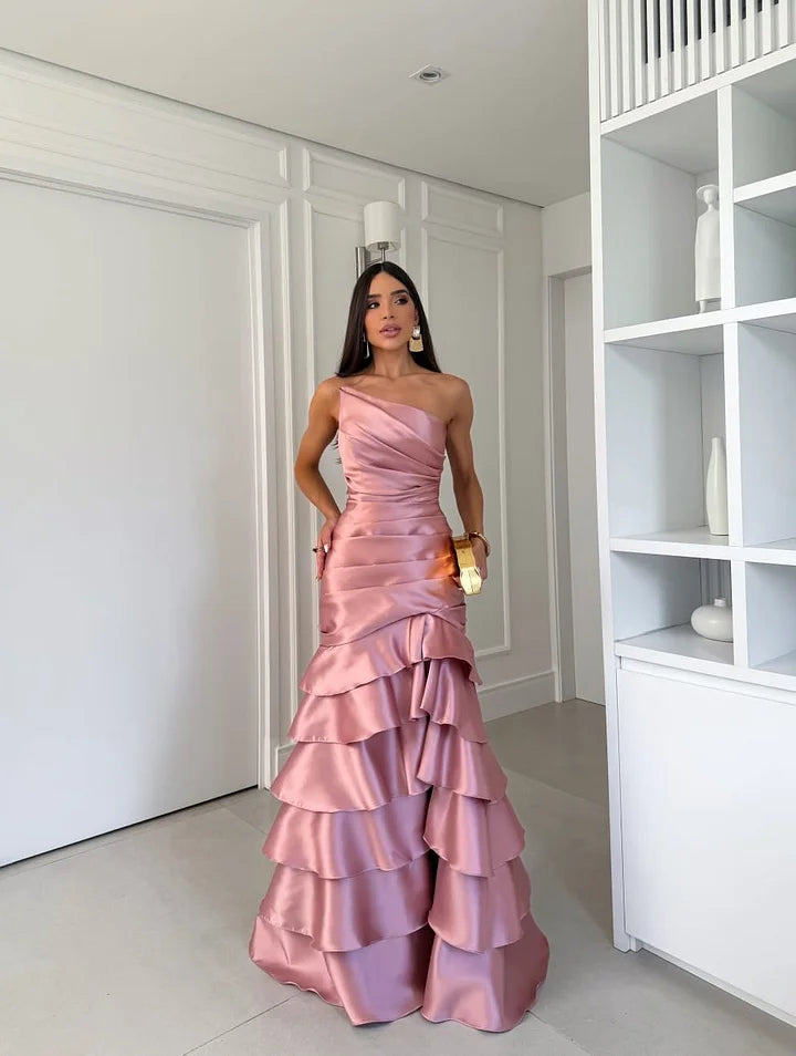 Strapless Sleeveless Mermaid Pleated Evening Dress With Ruffles
