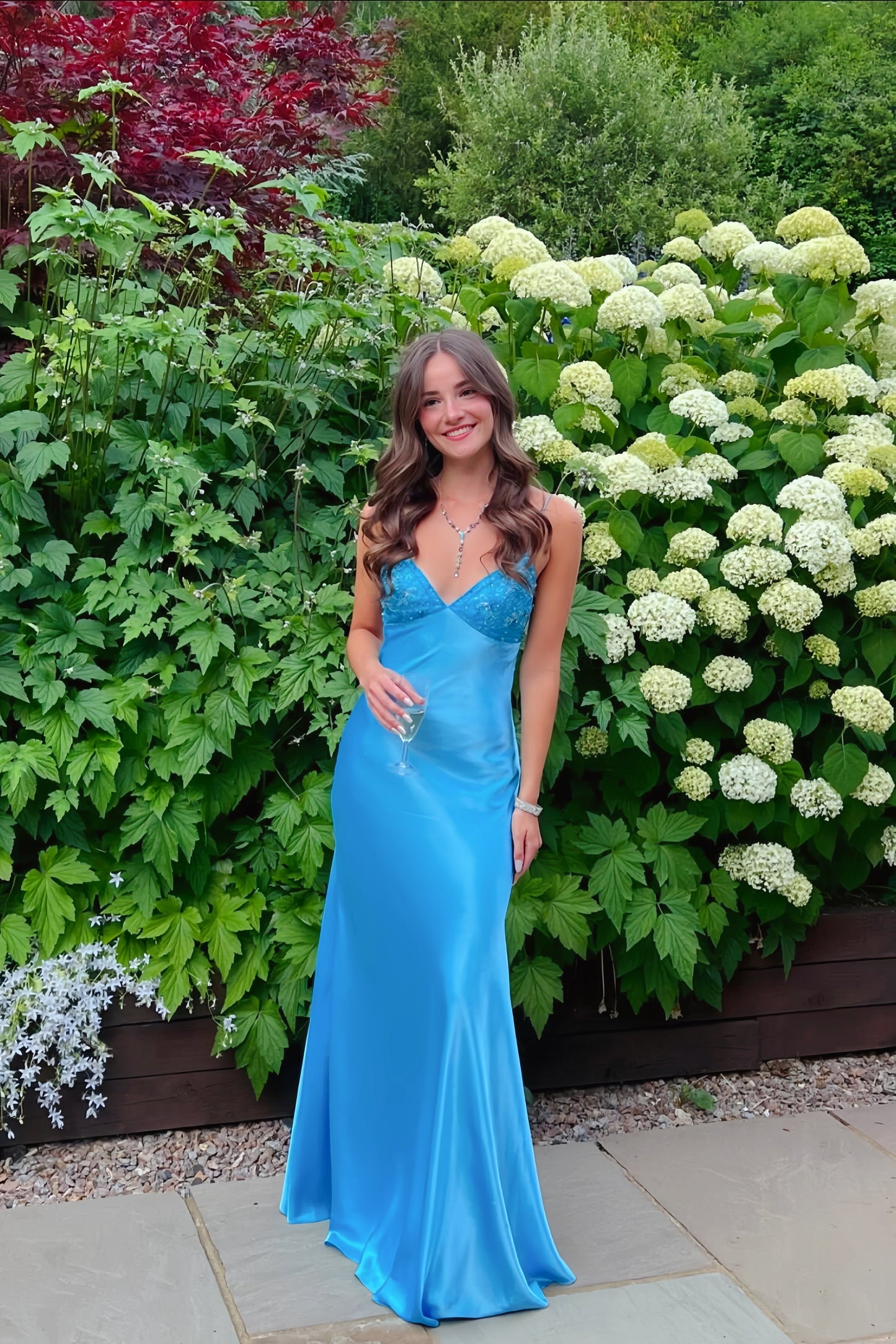 Beaded Purple Soft Satin Sheath Long Prom Dress