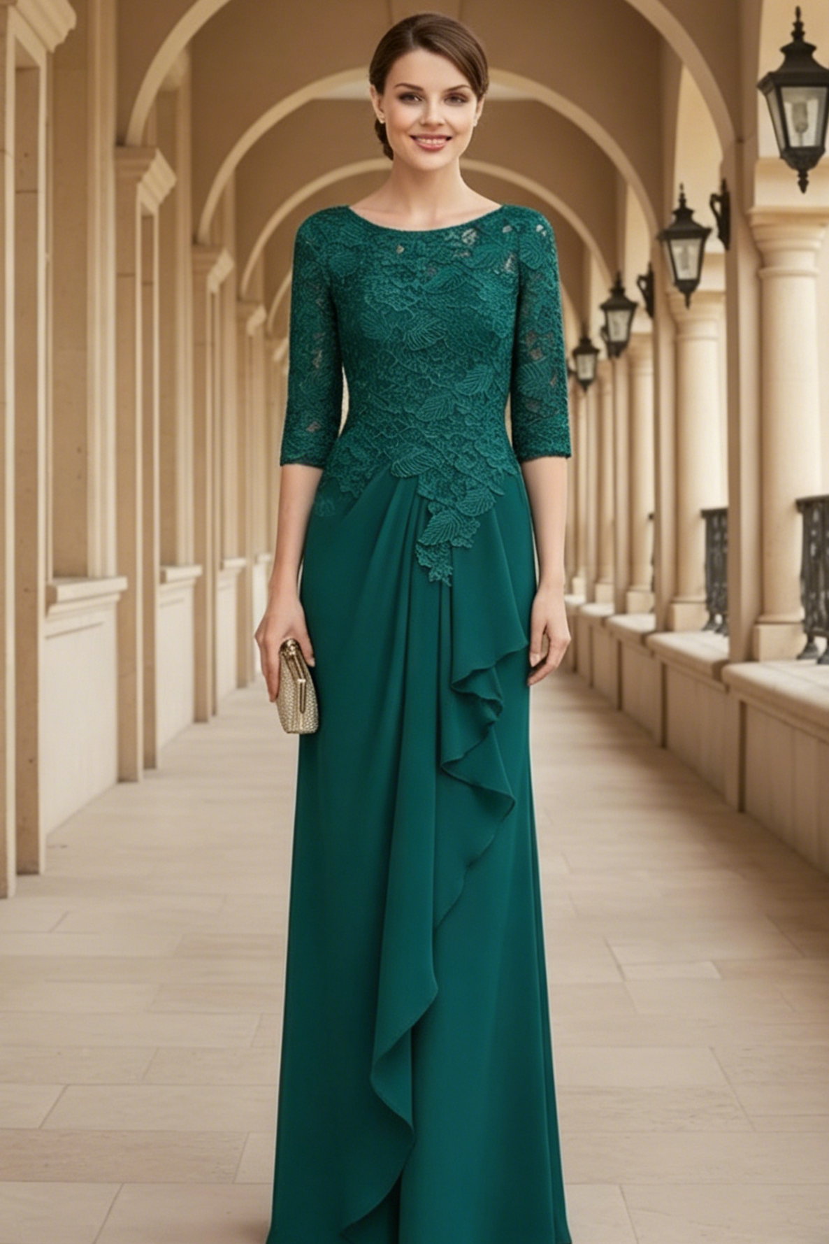 Scoop Neck Chiffon Mother Of The Bride Dresses With Appliques Lace