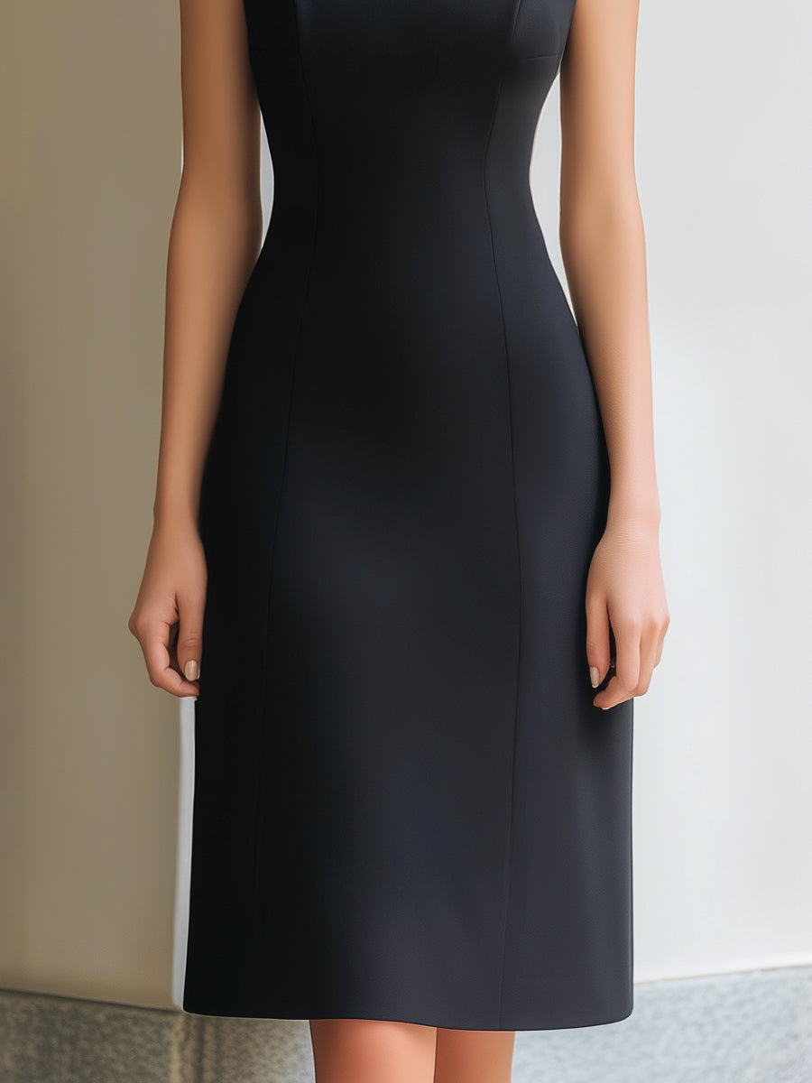 Lace Neckline Cap Sleeve Sheath Dress