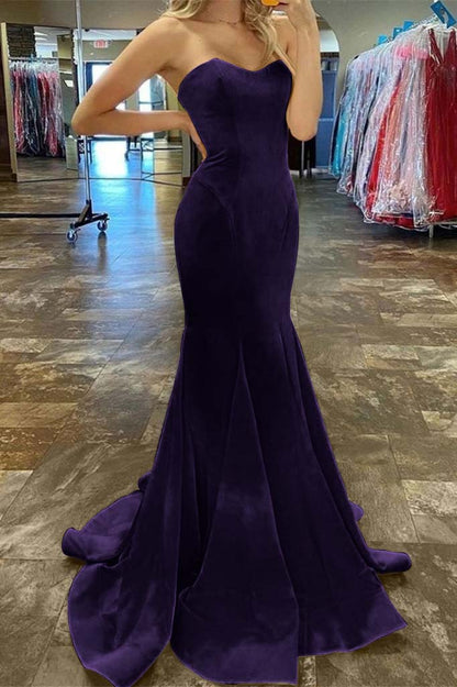 Charming Yellow Strapless Sleeveless Sweetheart Mermaid Long Prom Dress