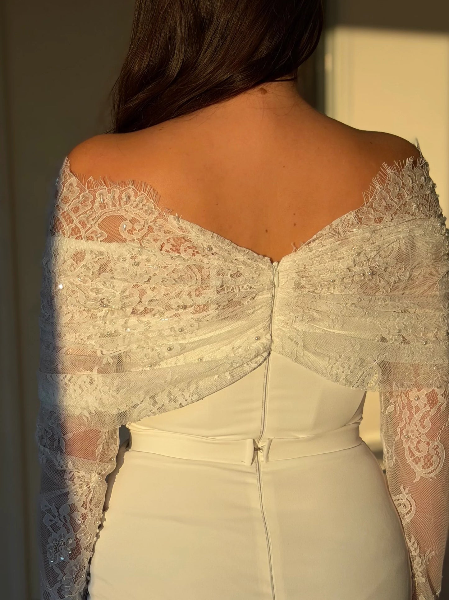 Elegant Lace Off the Shoulder Long Sleeve Mermaid Evening Dress