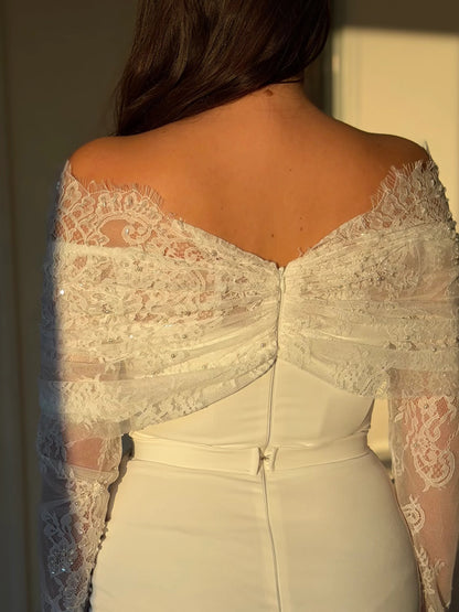 Elegant Lace Off the Shoulder Long Sleeve Mermaid Evening Dress