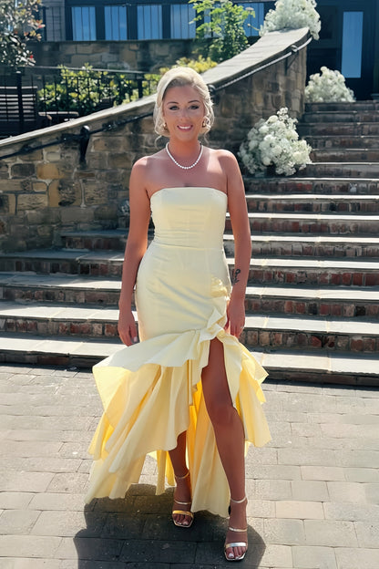Burgundy Asymmetrical Layered Slit Prom Dress