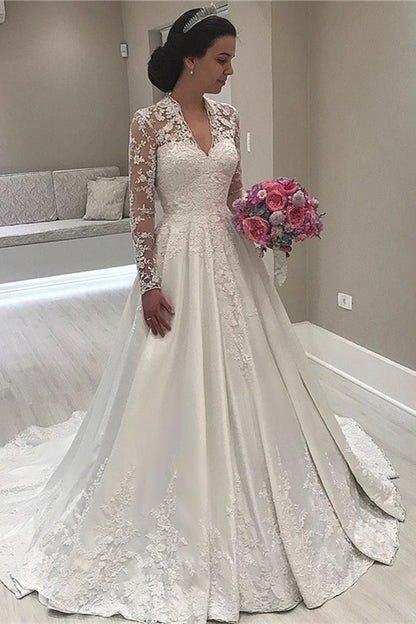 New Arrival Long Sleeves Sweetheart Mermaid Wedding Dress With Lace Appliques