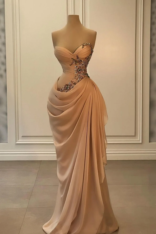 Strapless Sleeveless Long Mermaid Prom Dress With Appliques