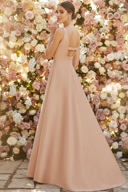 Elegant Sleeveless Backless A-Line Flowers Ruffles Evening Dress