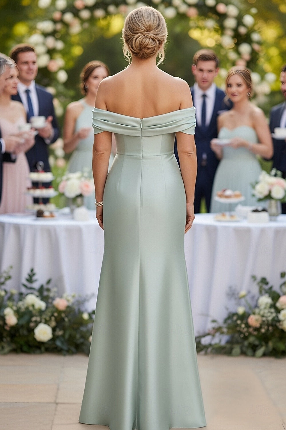 Off the Shoulder Sleeveless Mermaid Simple Evening Dress