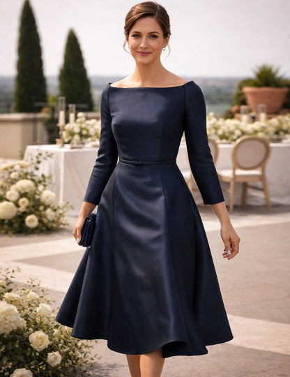 Simple Long Sleeve A-Line Knee-Length Formal Evening Dress
