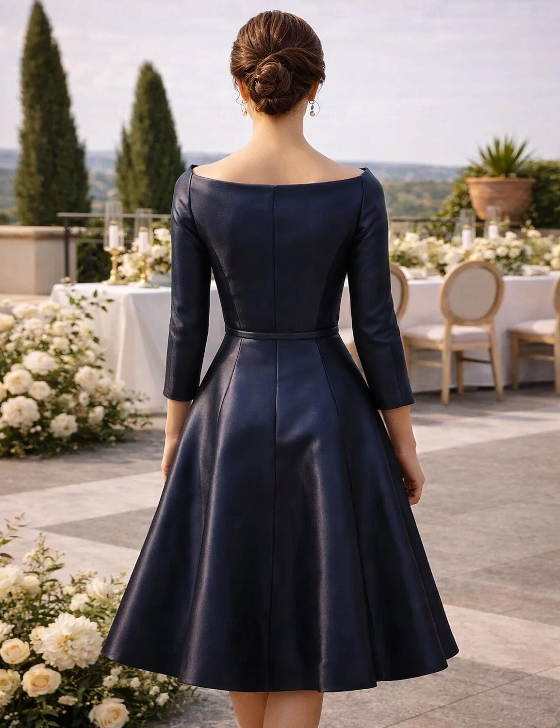 Simple Long Sleeve A-Line Knee-Length Formal Evening Dress