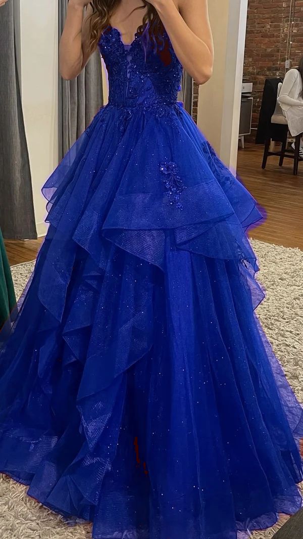 Chic Ball Gown Spaghetti Straps Burgundy Tulle Lace Long Prom Dress Evening Formal Gowns AB463