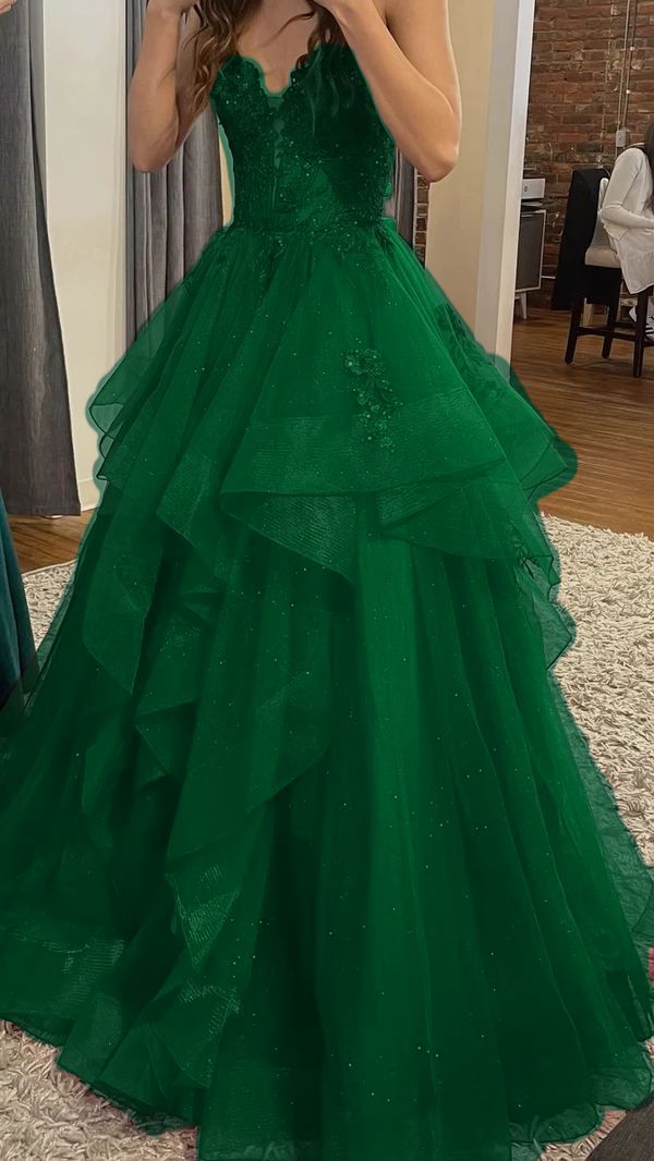 Chic Ball Gown Spaghetti Straps Burgundy Tulle Lace Long Prom Dress Evening Formal Gowns AB463