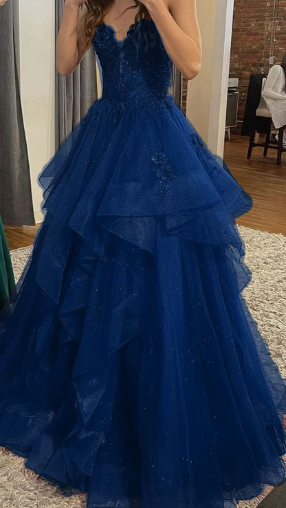 Chic Ball Gown Spaghetti Straps Burgundy Tulle Lace Long Prom Dress Evening Formal Gowns AB463