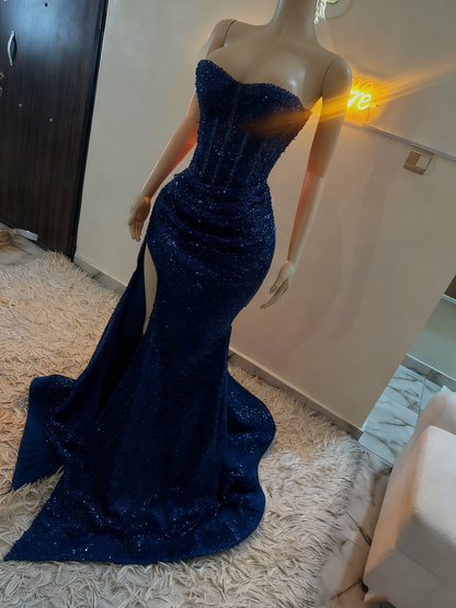 Stunning Mermaid Sweetheart Red Slit Sequin Prom Dresses Inspiration Prom Dress Princess Graduation Dress B424