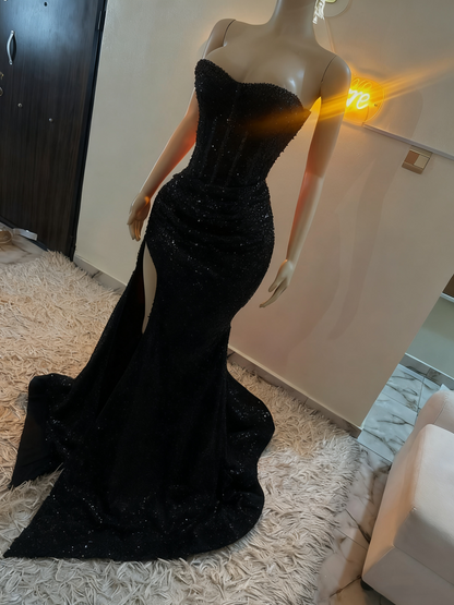 Stunning Mermaid Sweetheart Red Slit Sequin Prom Dresses Inspiration Prom Dress Princess Graduation Dress B424