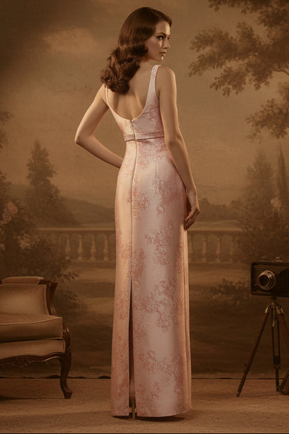 Square Neck Sleeveless Flowers Floral Print Mermaid Prom Dress