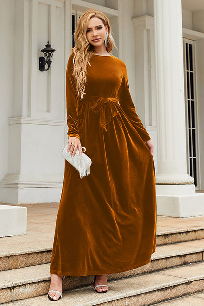 Black A Line Jewel Neck Velvet Floor Length Party Dress